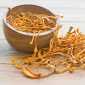 Cordyceps mushroom in bowl